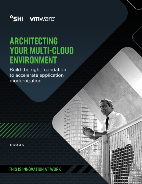 eBook Architecting Your Multi-Cloud icon - showing company logo, title and a man checking his phone on a balcony
