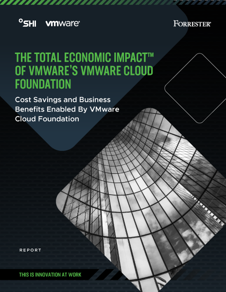 Forrester Report SHI/VMware icon - cover of white paper - title, logos and glass images